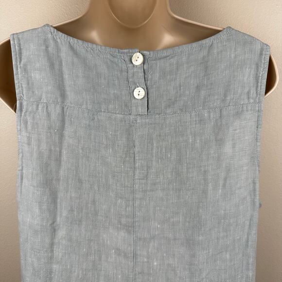 J. Jill Love Linen Dress Sleeveless Pockets Button Detail Aqua Medium Coastal - Picture 7 of 12